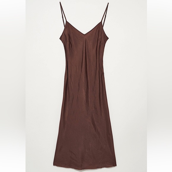 ZARA | Chocolate brown satin like slip dress - Picture 1 of 9